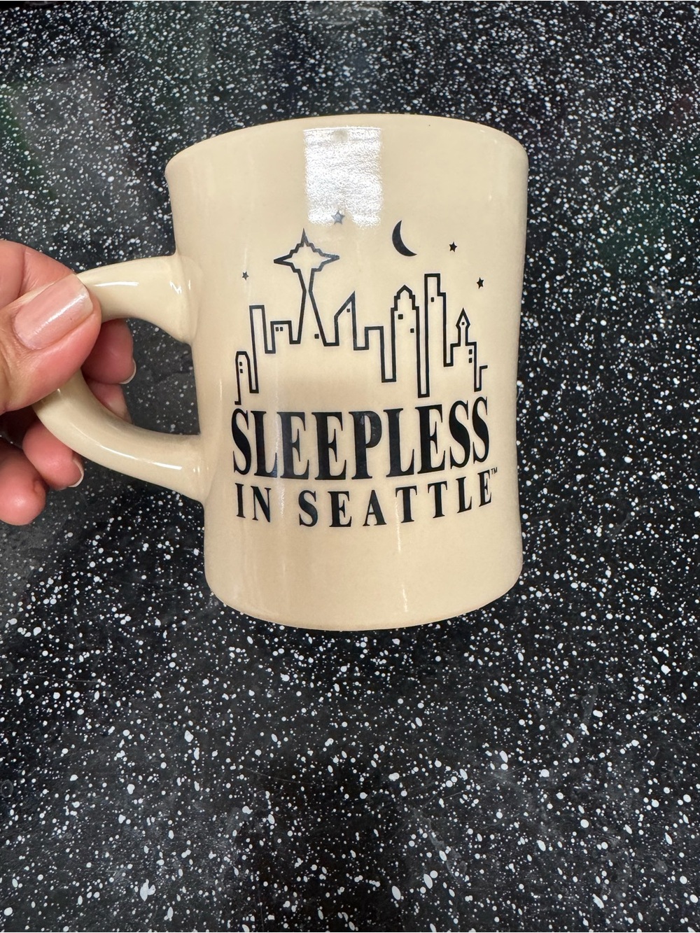 Sleepless in Seattle Beige Ceramic Coffee Mug